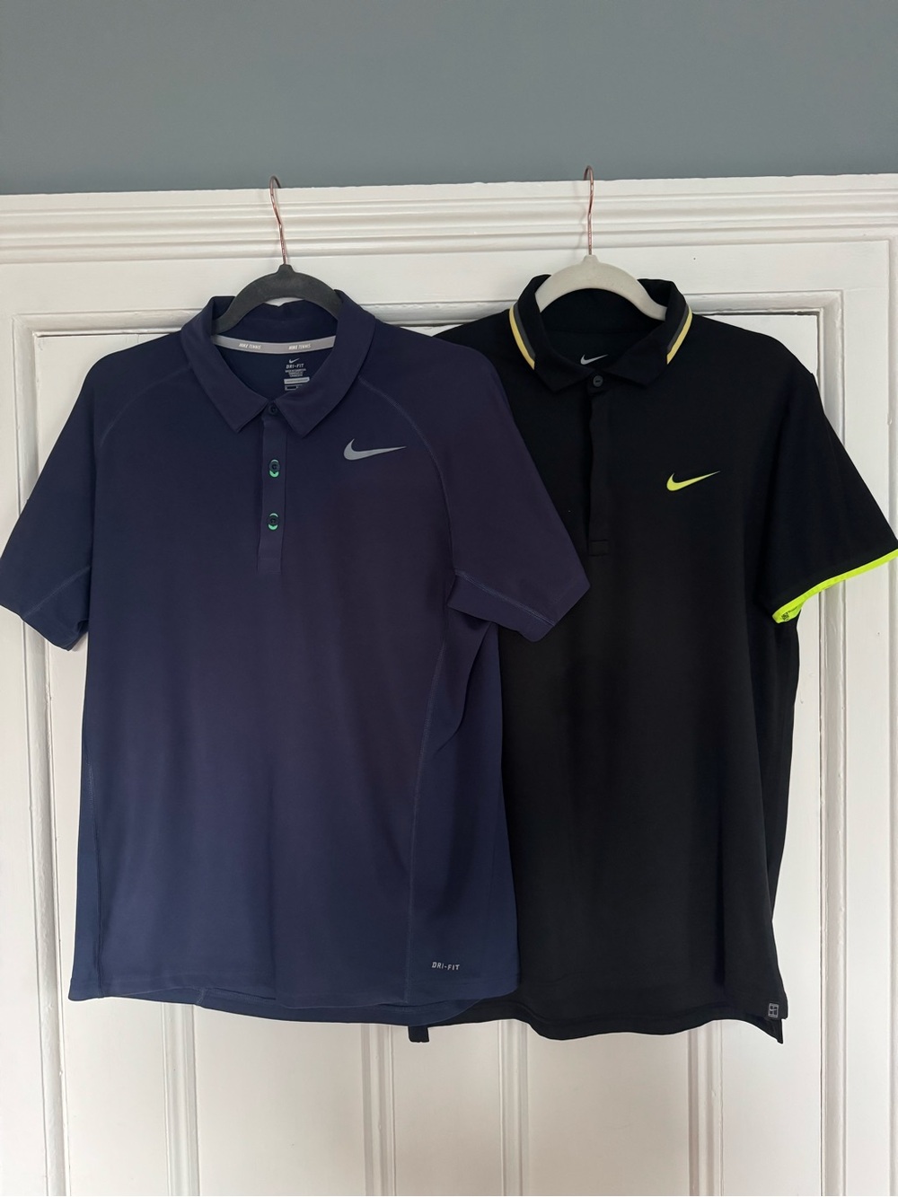 Nike Men’s Dri-FIT Polo Shirts - Black and Navy Lot of 2 Tennis